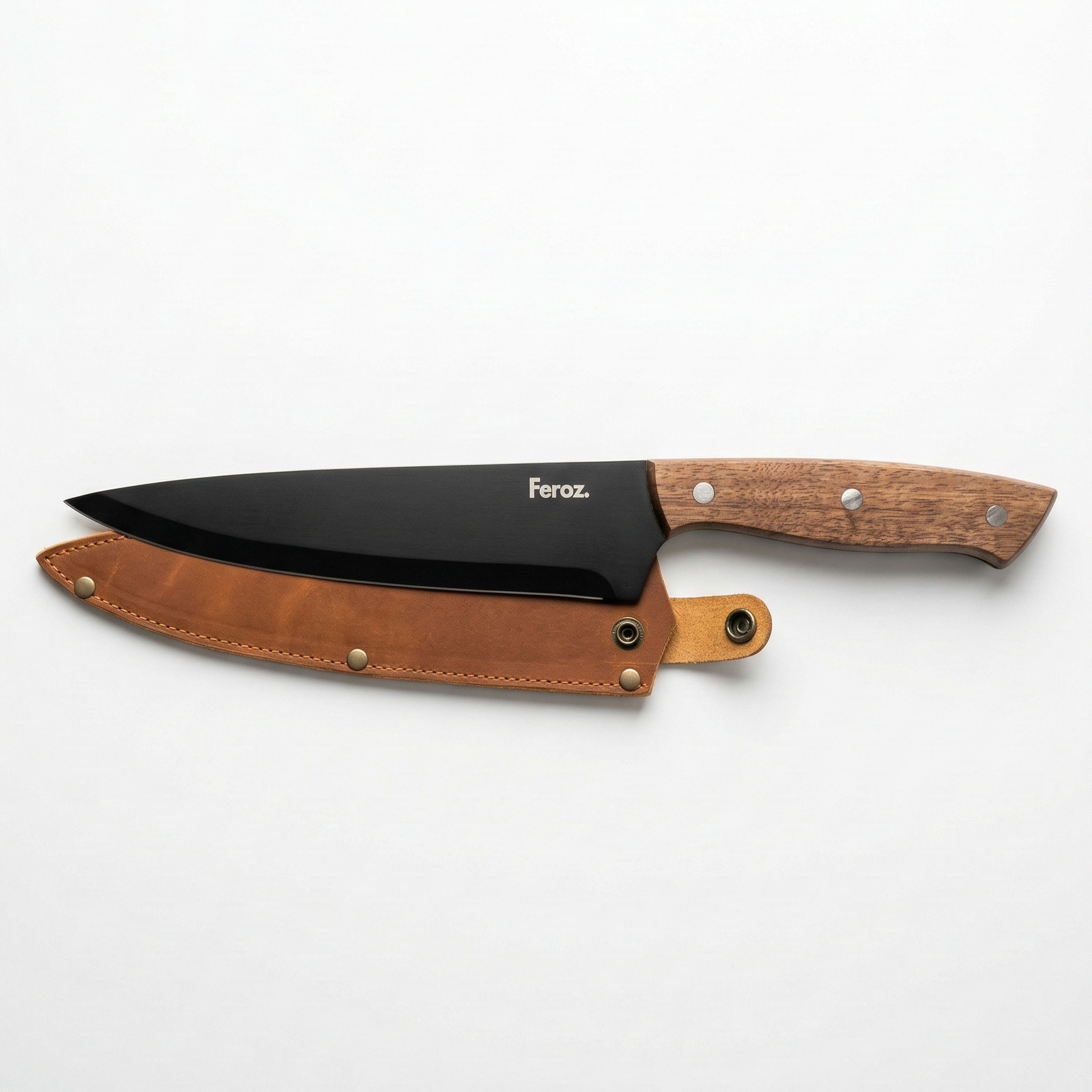 Cuchillo Parrillero Black Feroz + Funda de Cuero Premium